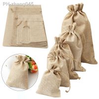 1/5Pcs Natural Linen Burlap Bag Jute Drawstring Gift Bags With Handles Candy Cookies Packaging Party Favor Supplies