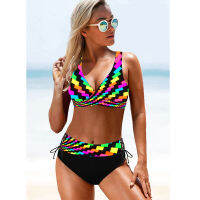 2022 y Bikinis Set Colorful Striped Push Up Bikini Summer Padded Bra Plus Size Swimsuit Female Swimwear Women Biquini