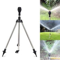 ☁✲☬ Garden Automatic Rotating Sprinkler Stainless Steel Tripod Irrigation Stand 360-Degree Water Jet Garden Lawn Sprinkler Tool