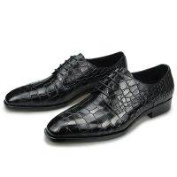 Mens Dress Shoes Party for Male Fashion Alligator Printing Luxury Zapatos De Hombre Leather Oxfords Black Lace Up Daily