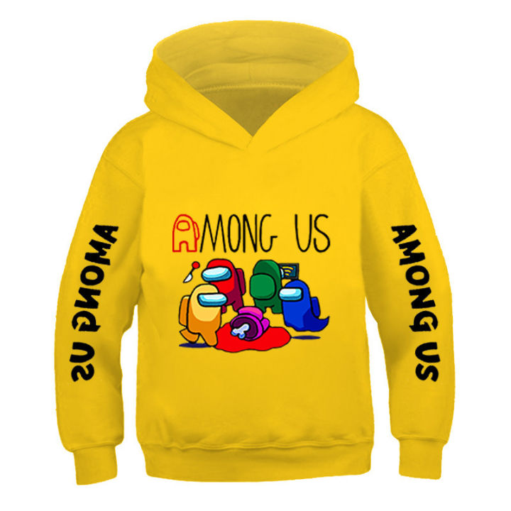 Among Us เด็ก Hoodies หญิงแขนยาว Hooded เสื้อกันหนาวพิมพ์ Hooded เสื้อกันหนาวใหม่การ์ตูนสบายๆแขนยาวเสื้อผ้าเด็กฤดูใบไม้ผลิ Casual แฟชั่นเสื้อกีฬา