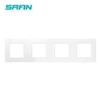 SRAN 4 frame blank panel with Installing iron plate 344mm*86mm white crystal tempered glass switch socket panel