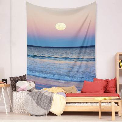 Nordic Ins Sun And Moon Landscape Tapestry Wall Hanging Waves Starry Sky Cloud Tapestry Table Cloth Background Cloth Home Decor