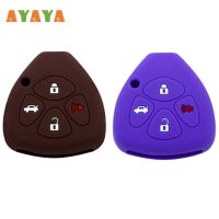 dvfggv Silicone Car Key Case Cover For Toyota Auris HiLux Corolla Fortuner Prado Verso Camry Yaris Vitz Vios Ractis Shell Accessories