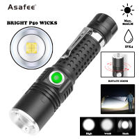 Portable XHP50 LED Flashlight with Pen Holder Rotating Zoom Torch light 3 modes Mini Flashlight IPX4 Waterproof use 18650