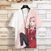 2023 NewDarling ใน Franxx แขนสั้นเสื้อยืดผู้ชายอะนิเมะฤดูร้อนครึ่งแขนขนาดบวกด่วน-