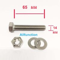 สกรูเหลี่ยมสแตนเลส M14 พร้อมหัวน็อตและแหวน (ราคาต่อชุด)
