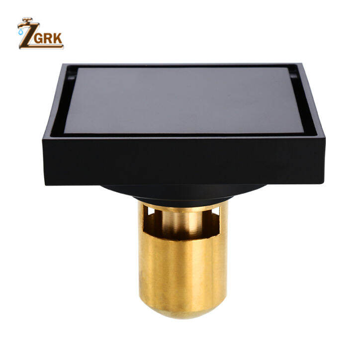 2021zgrk-black-brass-floor-drain-deodorant-100x100mm-square-anti-odor-linear-shower-drain-bathroom-balcony-shower-drain-hair-catcher