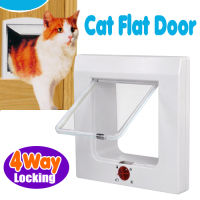 Free Shipping White and Brown Magnetic 4 Way Locking Pet Cat Kitten Flap (60mm) for FrontBack Door White and Brown