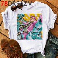 2023 newแขนสั้น เสื้อยืด jojo bizarre adventure Print Short Summer Fashion womens T-shirt Tees women Casual Round Tops Personality Fitness Collar Sleeves เสื้อยืดหลวมๆ แฟชั่น คอกลม