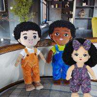 Black Toy Doll Cute Afro Caucasian Doll Stuffed Toy Realistic Desktop Decor For Sofa Couch Offices Bed Crib For Kids Girls Boys like-minded