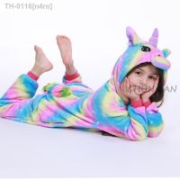 ☬☁﹍ n4rn Pijama infantil de animais pijama da moda unicórnio com capuz cosplay animal elefante panada para 4-12 anos