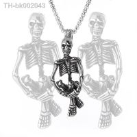 ☽❈ Vintage Gothic Silver Colors Skull Pendant Necklace Mens Halloween Party Rapper Jewelry Gift Costume Accessory