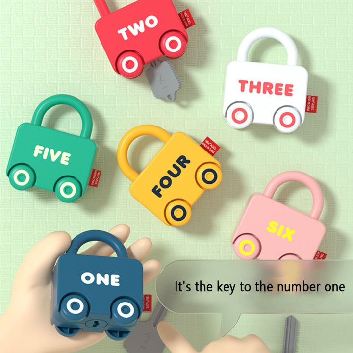 กุญแจล็อคเรียนรู้การจับคู่ตัวเลข6ชิ้น-ของเล่นปลดล็อกกุญแจเพื่อการศึกษาสำหรับเด็กอายุ3ปี-ล็อคการเรียนรู้สำหรับของขวัญคริสต์มาส