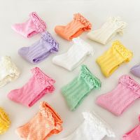 1Pair Kids Frilly Lace Tutu Socks Baby Girls Socks Cotton Children Dance Princess Sock Flowers Ruffled Solid Ankle Socks Random