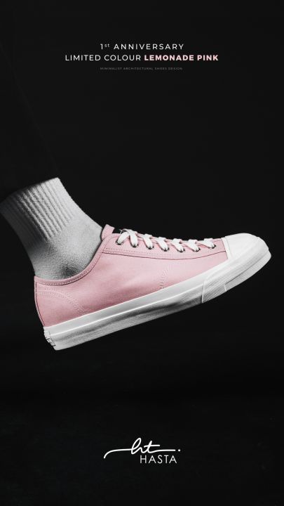 hasta-รองเท้าผ้าใบสีชมพู