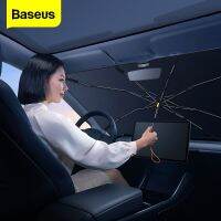 Baseus ร่มกันแดดร่มผ้าคลุมกันแดดที่บังแดดหน้ารถยนต์พับได้สำหรับที่บังแดด Tesla Model 3 Y ของเล่นเด็กบาจาการป้องกันแสงแดด