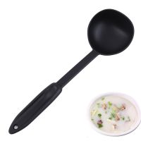 tr1 Shop Kitchen Soup Spoon Cookware Plastic Nonstick Ladle Spoon Black Color Cooking for Serving Soup Utensil Tools