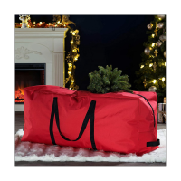 Oxford Cloth Foldable Christmas Storage Bag Xmas Decoration Storage Bag for Storing Christmas Utensils Red Rectangle