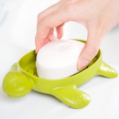 2 Pack Turtle Soap Dish Cute Turtle Soap Tray Self Draining Soap Holder Plastic Toilet Soap Box Kitchen Sponge Plate Sink Soap Bathroom Counter Storag