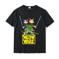 ของขวัญตลกสำหรับคนรักแมว Meow Wars เสื้อยืดผ้าฝ้ายเสื้อสำหรับผู้ชายเสื้อยืดที่กำหนดเอง Cool Classic คุณภาพสูง T-Shirt