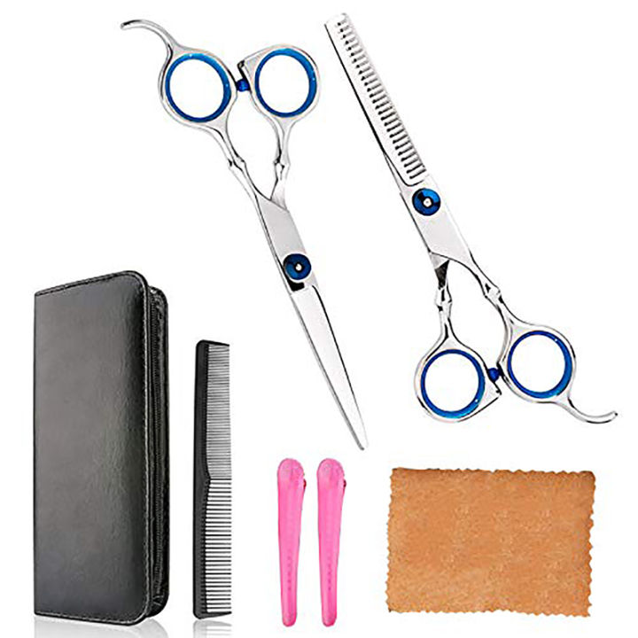 7 PCS Haircut Scissors Set Professional Hair Cutting Scissors Shears Kit  Hair Thinners Scissors with Grooming Comb And Hair Clip for Hairdressing,  Thinning, Salon or Home Use 