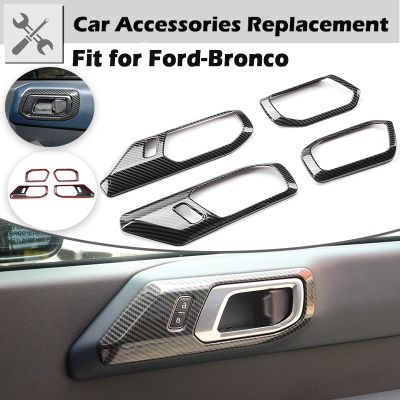 ❈♙№ Rhyming Fit For Ford Bronco 2021 2022 4 Door Protective Door Handle Panel Trim Cover Plate Sticker Kit Car Internal Accessories