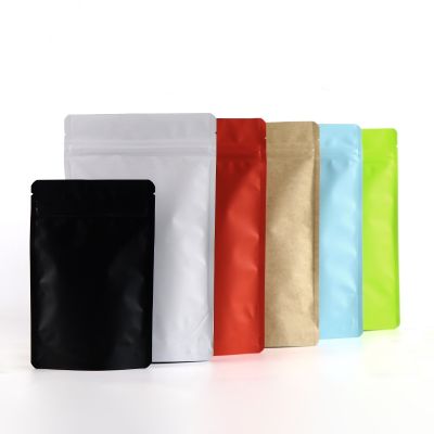 Matte Black White Pink Aluminum Foil Packaging Bag Doypack Food Coffee Heat Sealable Stand Up Zip Lock Plastic Bags 50pcs