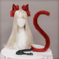 Plush Cat Ears Realistic Lolita Headband Cat Tail Cosplay Accessories Hand-Made Simulation Animal Ears Halloween Headwear Kawaii