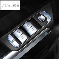 Car Door Armrest Window Switch Buttons Stainless Steel Stickers For Mercedes Benz A B C E Class CLA C118 W118 GLA H247 GLB X247