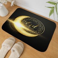 Moslem Golden Eid Mubarak Anti-Slip Bath Muslim Ramadan Kareem Entrance Door Mat Rug Velvet Carpet Floor Mats Doormat Home Decor