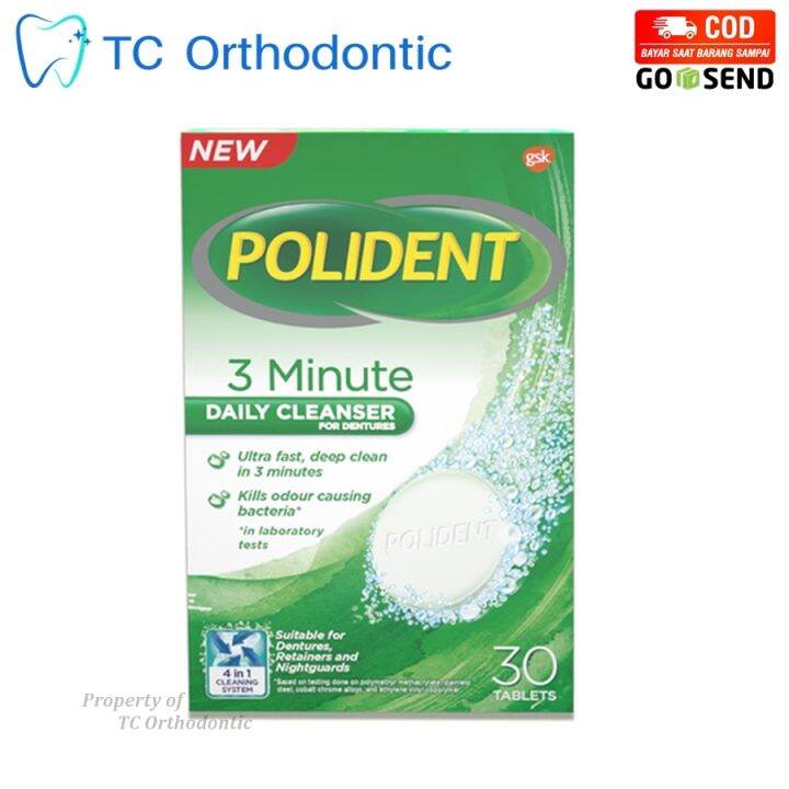 Polident Cleanser 3 Minute Denture Cleanser isi 30 Tablet Pembersih ...