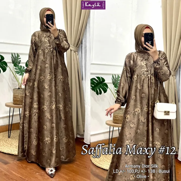 SAFFALIA MAXY #12 BY KAYLA GAMIS WAITA BAHAN ARMANI DIOR SILK MOTIF BUNGA  LD 100 BAJU MUSLIM CANTIK VAR PITA ABAYA MODLE MAYUNG LONG DRESS KEKINIAN  MURAH | Lazada Indonesia