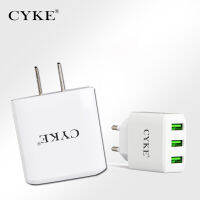 หัวชาร์จ 5V/3A CYKE  3USB ชาร์จเร็ว  ชาร์จไว เพิ่มความเร็วในการชาร์จ แบตไม่เสื่อม ไม่บวม ของแท้ 100% พกพาสะดวก  หัวแบน พร้อมส