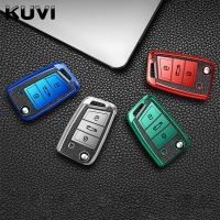 【cw】 Leather TPU Car Key Case For VW for Volkswagen MK7/GTI 7/Golf 7/Golf R Skoda Octavia A7 SEAT Folding Remote Fob Cover Keychain