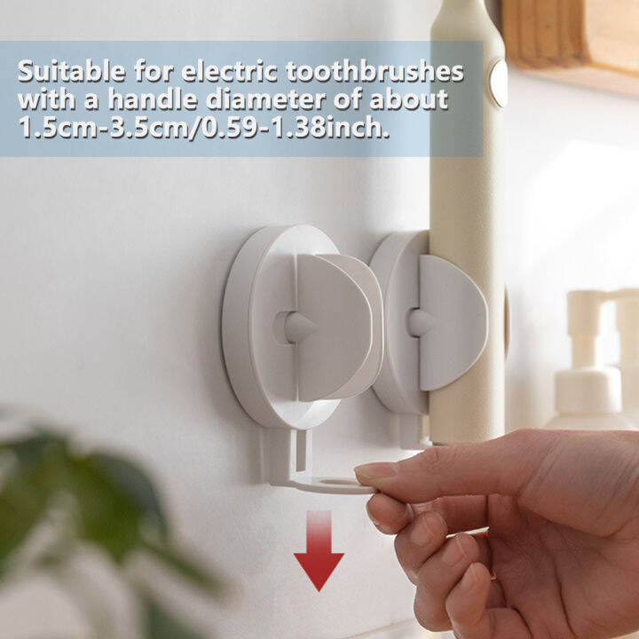 2pcs-self-adhesive-simple-bathroom-organizer-easy-install-home-punch-free-wall-mounted-modern-auto-lock-universal-electric-toothbrush-holder