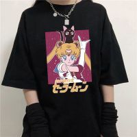 ข้อเสนอพิเศษ ขายSailor Moon Anime Summer Goth Women Graphic T Shirts Gothic Harajuku Korean Short sleeve t shirt Top（S-5XL）S-5XL