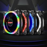 COOLMOON CPU Cooler Fan Desktop Computer 12CM Chassis Fan LED Cooling Fan Silent Double Ring Diamonds Cooling Fan