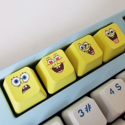 ♛❄ ปุ่มกด Spongebob PBT OEM R4 สีเหลือง สําหรับคีย์บอร์ด Mechanical ESC F1-F12