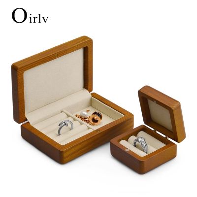 Oirlv Multi function Wooden Jewelry Organizer Case Ring Storage Box with Microfiber Earrings Organizer for Travel Gift