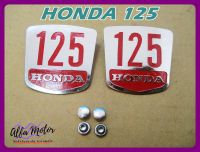 HONDA 125 SIDE COVER LOGO "ALUMINIUM" LH&amp;RH SET #โลโก้ฝากระเป๋าข้าง HONDA 125 อลูมิเนียม อักษรสีแดง