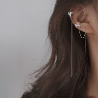 VENTFILLE 925เงินสเตอร์ลิง Heartbeat Line Ear Clip Dangle Drop ต่างหูพู่ยาวสำหรับผู้หญิงจัดเลี้ยงต่างหู