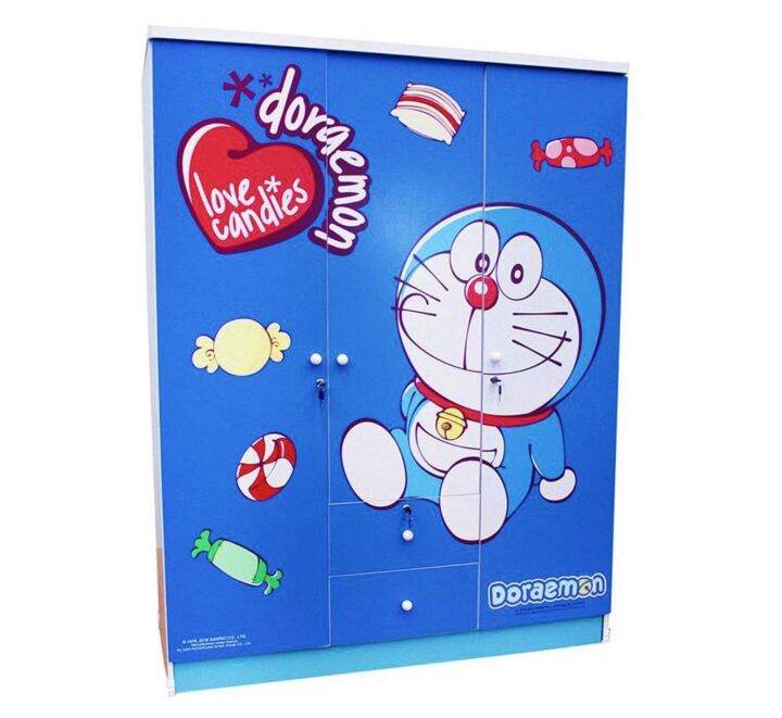 shop-nbl-ตู้เสื้อผ้า-doraemon-135-cm-model-candy-ดีไซน์สวยน่ารัก-สไตล์แฟชั่น-3-ประตูบานเปิด-2-ลิ้นชัก-สินค้าขายดี-ขนาด-135x55x190-cm