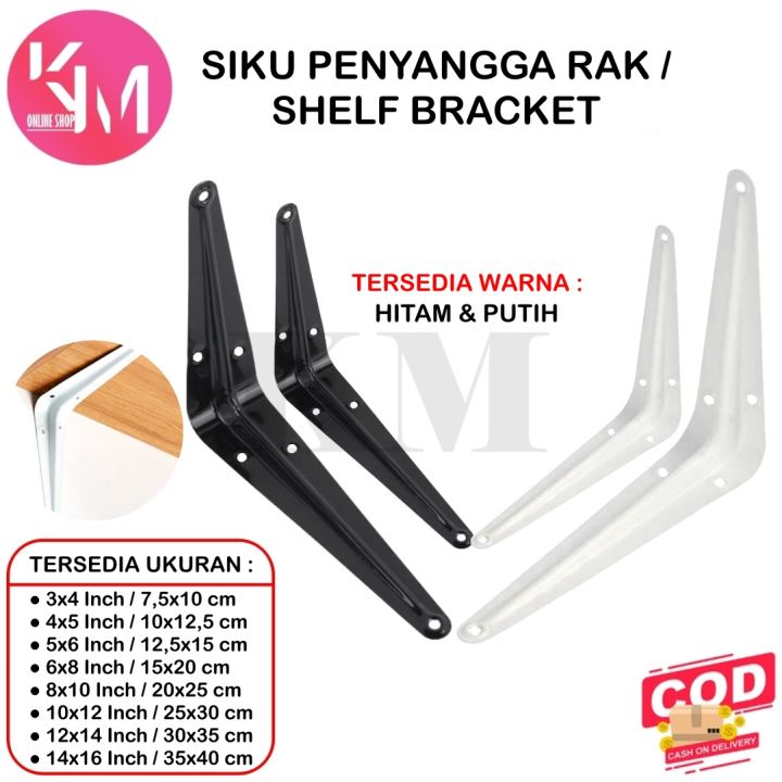 Siku Penyangga Rak Dinding Besi L Hitam And Putih Shelf Bracket Breket