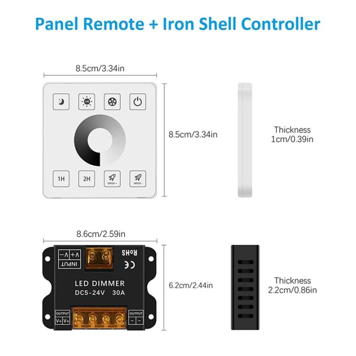 rf-wireless-wall-mounted-single-color-led-strip-lighting-rf-wireless-dimmer-control-kit-for-dc5-24v-30a