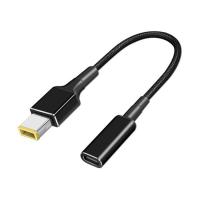 USB Type C Female to Square DC Male Adapter PD 100W Fast Charging Cable Power Connector ForLenovo Thinkpad Laptop 20V/5A 15cm Braided Wire custody