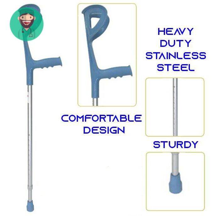 Height Adjustable Aluminium Elbow Crutch Walking Stick Elbow Crutches