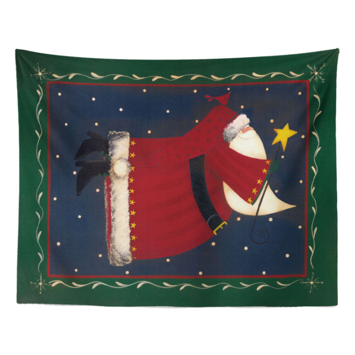 อินแขวนผ้าซานตาคลอสผ้าพื้นหลังอเมริกันอบอุ่นข้างเตียงนอนสิ่งทอตกแต่งหอพักปรับปรุง