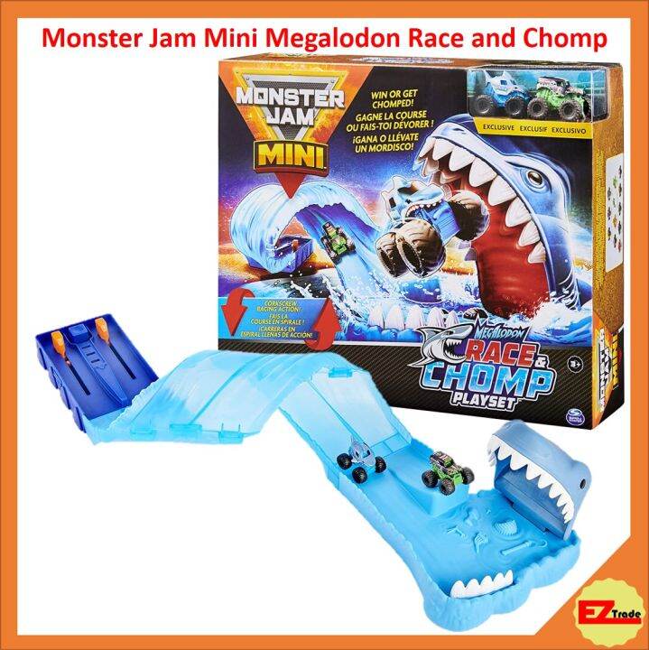 Spin Master Monster Jam Mini Megalodon Race and Chomp Playset with 2 ...