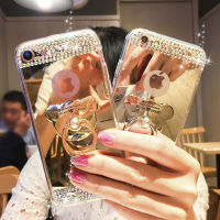 สำหรับ A77S OPPO A12e A31 A3s A5s A12 A57 A1K A91 A92 A93 A52 R9s A32 A5 A9เคส2020 A53เคสมือถือมีเพชรวิบวับหรูหรากระจกเครื่องประดับเคสซิลิโคนเคสที่มีห่วงขาตั้งเงางามสำหรับ OPPO F3 Plus/Plus